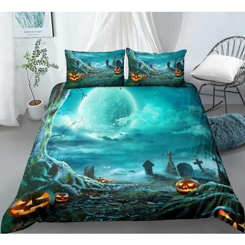 Halloween Duvet cover Set Pumpkin Lantern 3D Bedding Set 2/3pcs Kids Boys Quilt Cover 3D Bed Cover Home Textile