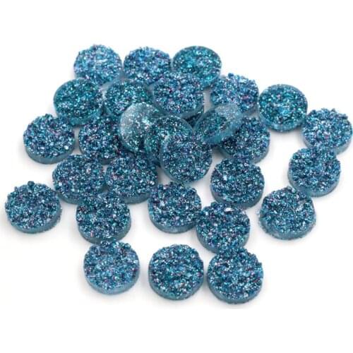 New Fashion 40pcs 12mm Lake blue AB Natural ore Style Flat back Resin Cabochons For Bracelet Earrings accessories