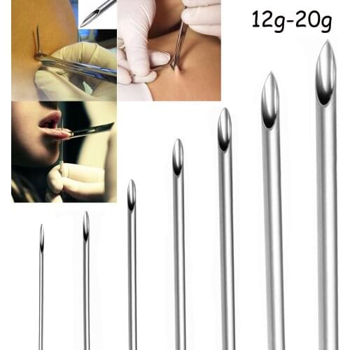 10pcs Disposable Sterile Body Piercing Needles Medical Tattoo Needle for Navel Nipple Lip Navel Ring Kit Surgical Steel Tools