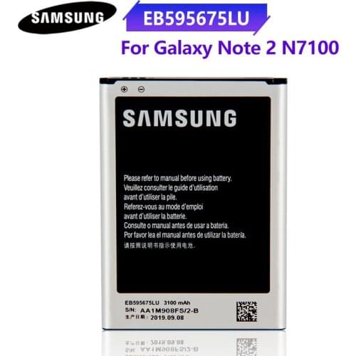 Original Battery EB595675LU For Samsung Galaxy Note 2 N7100 N7102 N719 N7108 N7108D NOTE2 3100mAh Authentic Battery