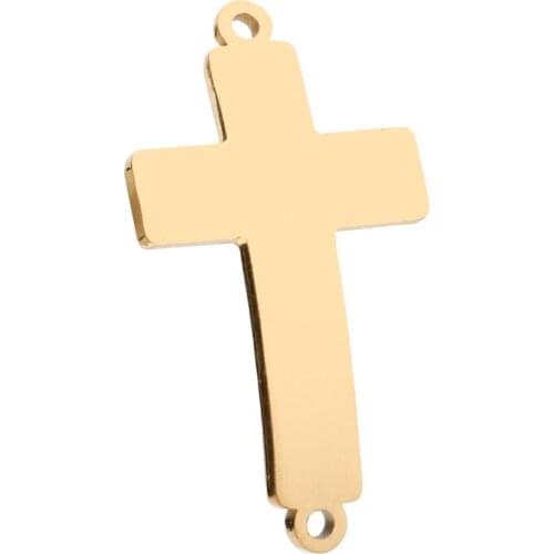 Gold Tone stainless steel Cross Connector Charms Fit Jewelry Bracelet Making