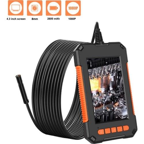 P40 8mm Dual Lens Industrial Endoscope 1080P Full HD 4.3 Inch LCD Digital Inspection Camera WIth Hard Wire for Car Engine, Drain