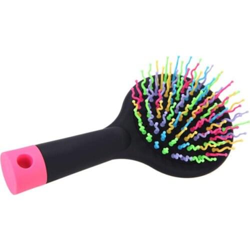 Rainbow Volume S Brush Hair Curl Magic Accessory Perm Wave Straight Beauty Comb with Mirror NN