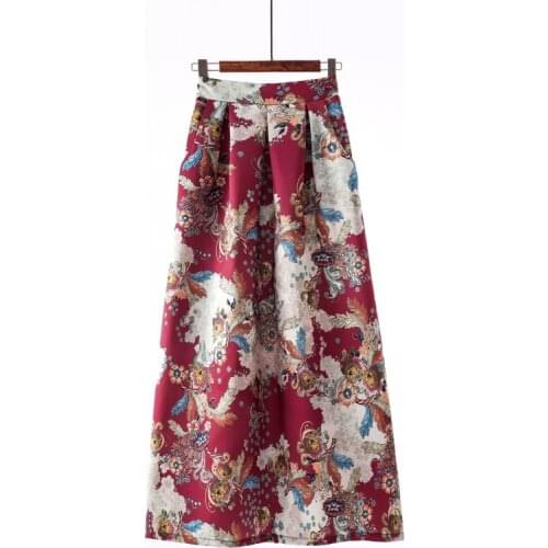 Plus Size Floral Summer Skirts Womens High Waist Chic Vintage A Line Long Maxi Skirt Ladies with Pockets 2021 Fashion Jupe Femme