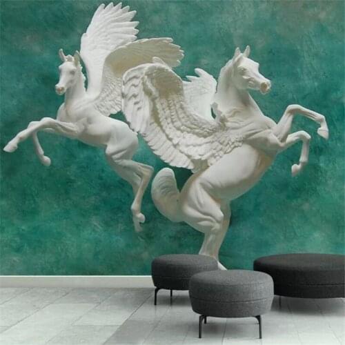 Wellyu papel de parede Embossed three-dimensional horse art TV background wall custom large mural green wallpaper