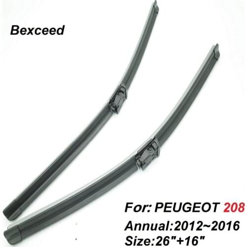 Special Wiper Blade for PEUGEOT 208 26"+16" Bexceed of Car Windshield Windscreen 2012 2013 2014 2015 2016