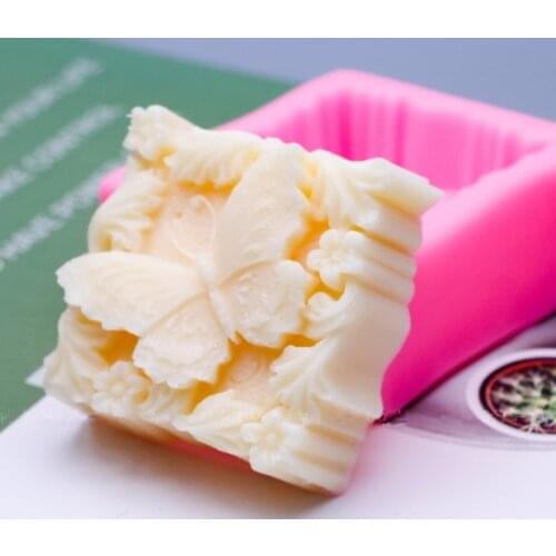 Silicone Soap Mold 3D Butterfly Square Food-Grade Silicone Mould Gyspum Candle Molds For Soap DIY Fondant Cake Decorating