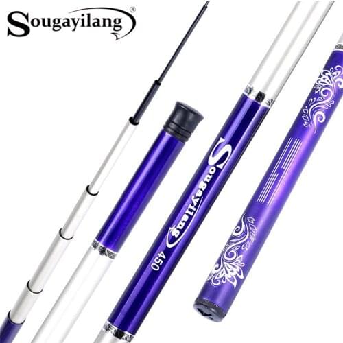 Sougayilang Fishing Rod Carbon Fiber Telescopic Powerful Hand Fishing Pole Portable 3.6m 4.5m 5.4m Trout Stream Fishing Tackle