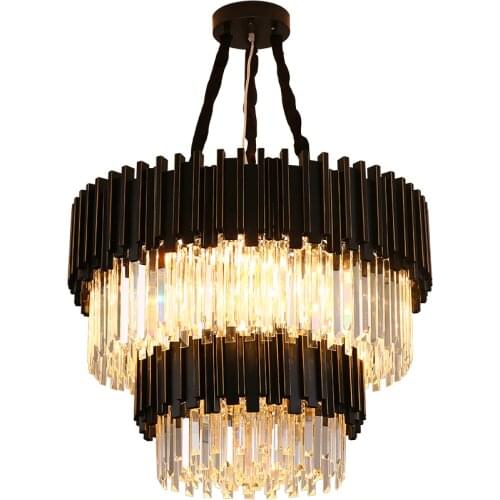 Modern crystal chandelier simple creative living room lamp black Nordic bedroom lighting fashion luxury hotel villa light
