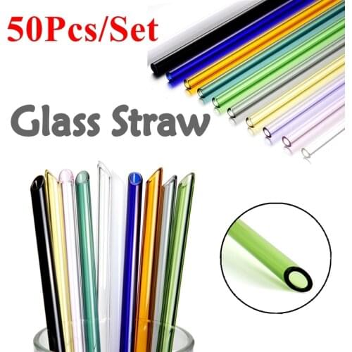 50Pcs/lot Glass Straws Straight Bend Sharp Reusable Drinking Glass Straw Tube Eco-friendly Events Party Drinkware Bar Accessoroy