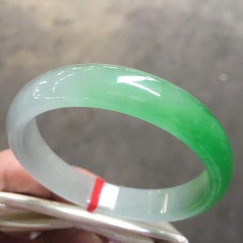 Only One !56.7MM Certified (Grade A)100% Natural Green Jadeite JADE Bracelet Women Bangle