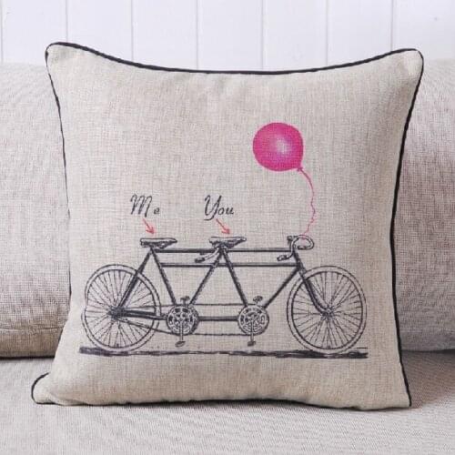 Vintage romantic wedding gifts Bicycle Pillow cover Cushion cover for office Car Home Decor sofa cushions 45*45cm
