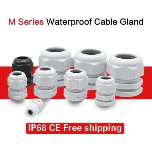 M Series Waterproof Cable Gland Cable entry IP68 White Black Nylon Plastic Connector M12/14/16/18/20 M22/24/25/27/28 M32/36/40