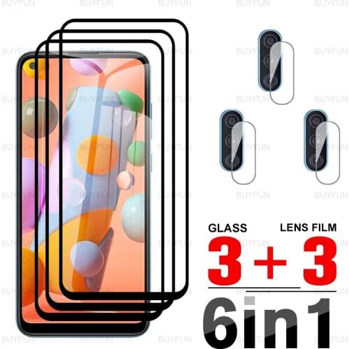 6in1 Screen Protector For Samsung A11 Black edge tempered glass for samsung galaxi a51 a21 a31 a41 a71 a01 core a02s lens film