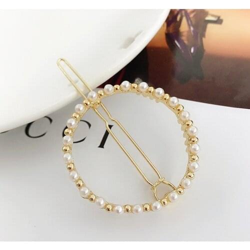 2019 New Fashion geometric Pearl rhinestone hairpin ball side clip Accessories For Women Girls Hairgrip Hairclip Headwear