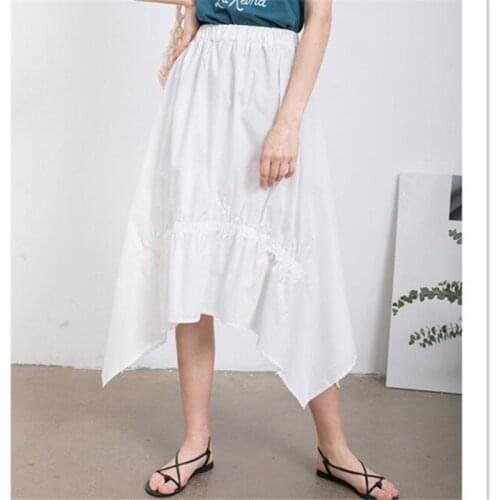 2020 Summer Women Solid Long Skirts High Waist Irregular All-Match Cotton Skirts Casual Loose Comfortable Skirts Plus Size M-7XL