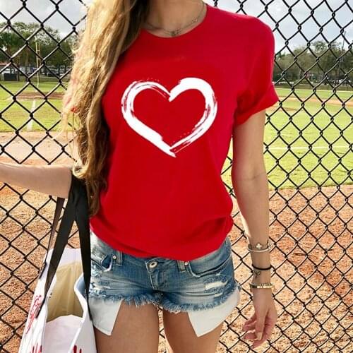 2021 Hearts Women T-shirts Casual Harajuku Love Printed Tops Tee Summer Female T shirt Short Sleeve T shirt For Women Clothing
