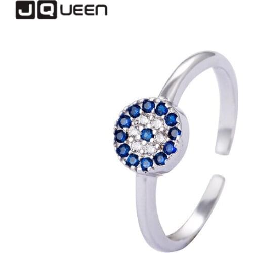 Evil Eye Devils Eye Ring Women Girls Crystal S925 Sterling Silver Opening Ring Adjustable Wedding Jewelry Luxury Accessories