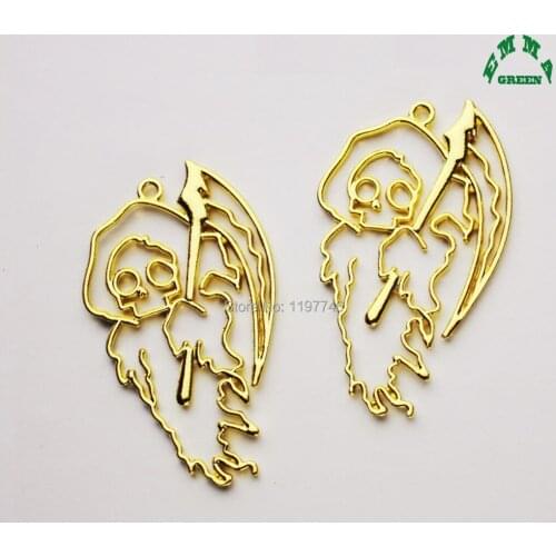 Gold Halloween Charm Hollow Ghost Mold Metal Pendants Charms Accessories for Jewelry Making Handmade Finding 20pcs 54mm