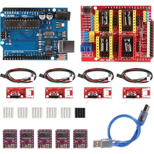 1 Set CNC Shield V3.0 Jumpers + 4Pcs RAMPS 1.4 Mechanical Switch Endstop & DRV8825 A4988 GRBL Stepper Motor Driver Heat Sink