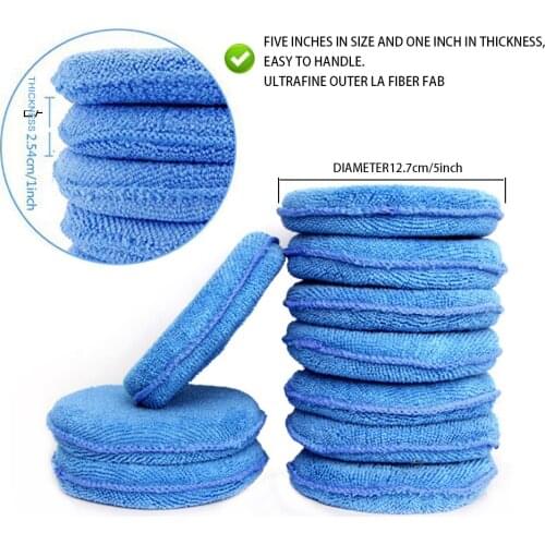 10 pcs Microfiber Wax Applicator Sponge Pad Ultra-Soft Polishing Waxing Sponge with Pocket Cars Wax Applicator Foam Sponge Blue