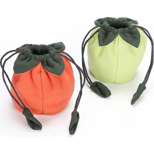 10pcs Creative Persimmon Shape Tea Cup Storage Bag Portable Travel Cloth Drawstring Bag Tea Ceremony Tea Cozies