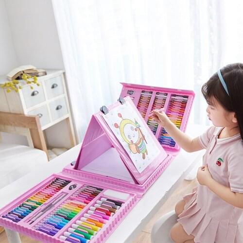 208 PCS Kid Draw Set Colored Pencil Crayon Watercolors Pens Drawing Set Toy Art Marker Oil Pastel Painting Kid Gifts