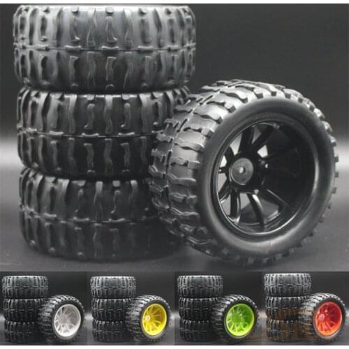 5 colors 4pcs RC Rubber Sponge Tires Tyre Wheel Rim HSP 1:10 Monster Bigfoot Truck 88020 HSP 94111 94108 94188