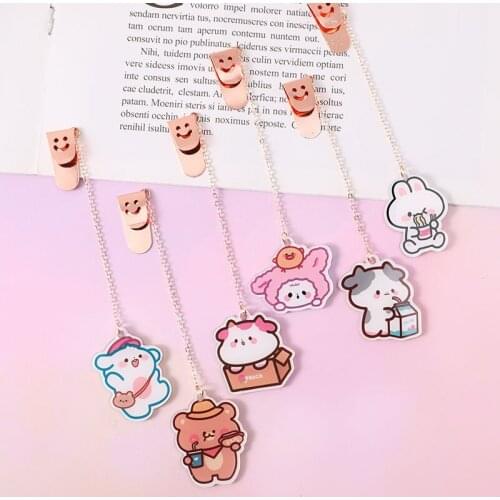 6PC Creative Gifts Stationery Cute cartoon Bookmarks Kawaii Book Markers acrylic Bookmarks For Books School Office Supplies