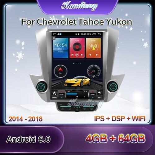 Kaudiony 12.1" Tesla Style Android 9 Car Radio For Tahoe Suburban Yukon Car Multimedia Player Auto GPS Navigation DSP 2014-2018