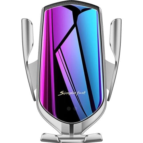 R1 Automatic Clamping Qi Car Wireless Charger For iPhone 11 Pro X Xs MAX Infrared Induction Fast Charger Stand Car Phone Holder