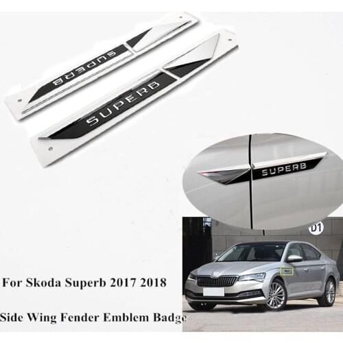 Car Side Wing Fender Emblem Badge For Skoda Superb 2017 2018 Door Vehicle Logo Garnish Sticker Trim Car Styling Sticker 4PCS
