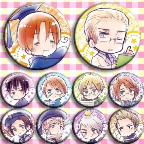 Brdwn Axis Powers Hetalia APH Austria American Italy Germany French Prussia Britain China Cosplay Badge #G