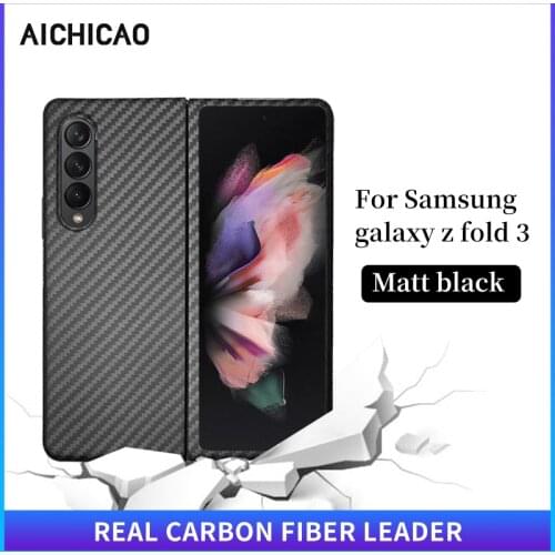 Carbon fiber Case For Samsung Galaxy Z Fold 3 case Aramid fiber Slim design Z Fold3 5G Anti-fall Phone shell ACC-carbon