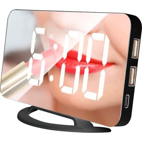 Digital Alarm Clock LED Mirror Electronic Clock Large LCD Display Clocks Noiseless Digital Table Alarm Clock From Living Room