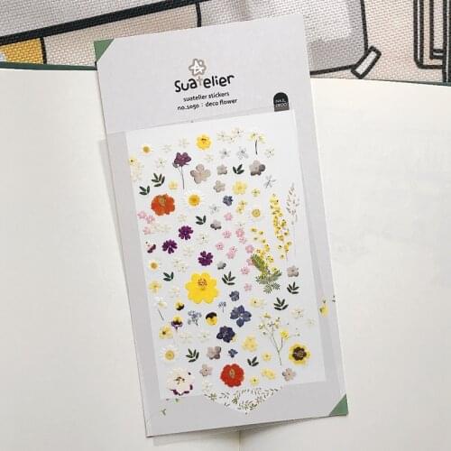 Suatelier Deco Flower Stickers Clear PET Material Scrapbooking Nail Phone Diary Decoration White Daisy Cute Mini Flowers Craft