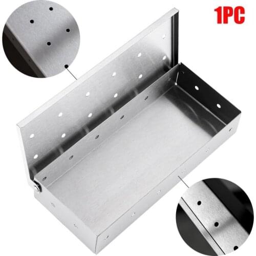 1pc Wood Chips BBQ Smoker Box For Indoor Outdoor Charcoal Gas Barbecue Grill Meat Infused Smoke Flavor Accessories Smoker Box