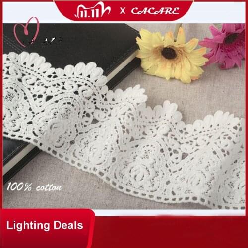 100% Cotton Embroidered Lace Trim Hollow Out Sewing Lace Decoration CHEAPEST 11cm Width 32 Yds./lot Original Color