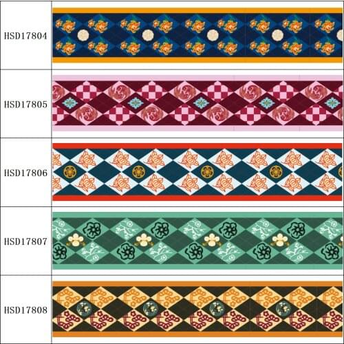 HSDRibbon free shipping 3" 75mm heat transfer printed hsd-design series Grosgrain Ribbon 50Yards/Roll