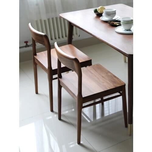 Imported Black Walnut Dining Chair Log Creative Dining Chair Desk Chair Nordic Solid Wood Chair Japanese Modern Simplicity