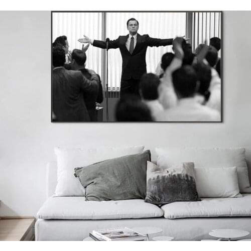 Leonardo DiCaprio Celebrates Success Canvas Painting Posters and Prints Wall Street Art Wolf for Living Room Home Decor Cuadros