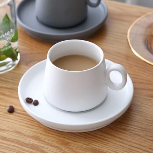 Coffee Cups With Tray Porcelain Tea Matte Ceramic Saucers Mug Macaron Home Supplies Coffee Cup Saucer Jogo De Chicaras Para Cafe
