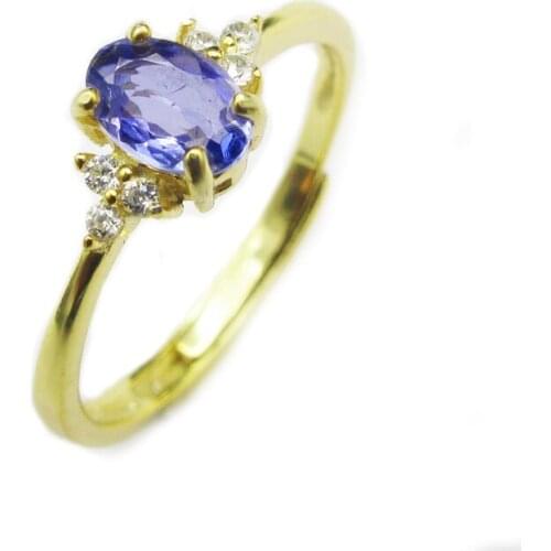 LANZYO 925 Sterling Silver blue tanzanite rings trendy natural jewelry simple style open new fine wholesale j040601agts