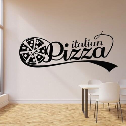 Italian Pizza Logo Wall Decal Hot Food Store Pizzeria Tasty Restaurant Kitchen Interior Decor Vinyl Window Stickers Mural 3461