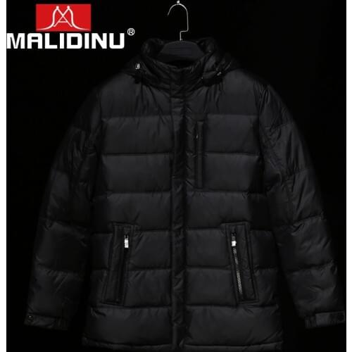MALIDINU 2020 Men Fashion Duck Down Jacket Brand Thick Down Jacket Men Winter Coat Jackets Hooded Zipper Rib Cuff Free Shipping