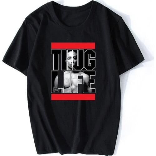 Fashion Mens Summer T-shirt Tupac 2pac Thug Life Rap Hip-Hop Artist Tupac Shakur T-Shirt O Neck Rock Music Tee Shirt
