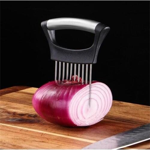 Food Slice Assistant Stainless Steel Vegetable Holder Onion Tomato Cutter Slicer Kitchen Gadgets Fruit Vegetables Knife Tools