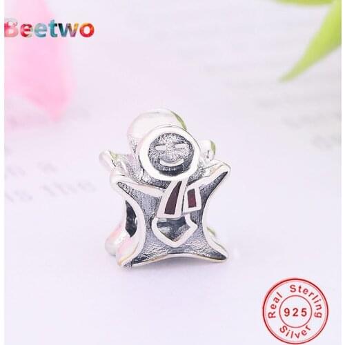 Fit Original Pandora Bracelet Zircon 925 Sterling Silver Charms Sweet gingerbread man Charm Beads Pendant Jewellery DIY Berloque