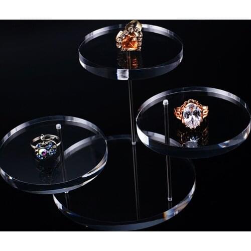 Black White Transparent Acrylic Display Stand Shelf 3 Layer Jewelry Display Shelf Round Jewelry Rotating Show Rack Dropshipping