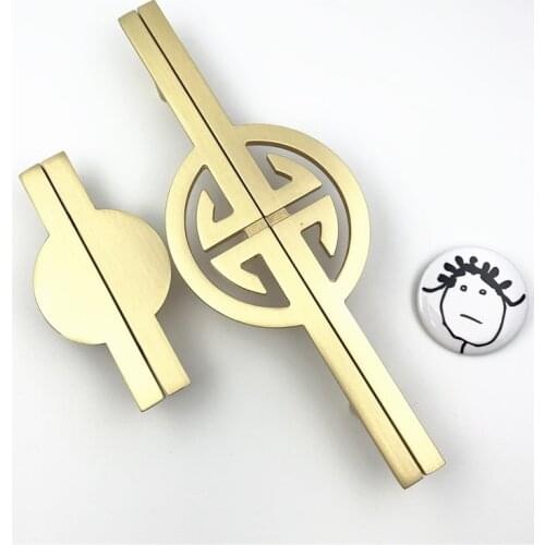 LCH Chinese Style Brushed Brass Color Cabinet Knob Door Pull Furniture Handles Clothes Hook Hardware
